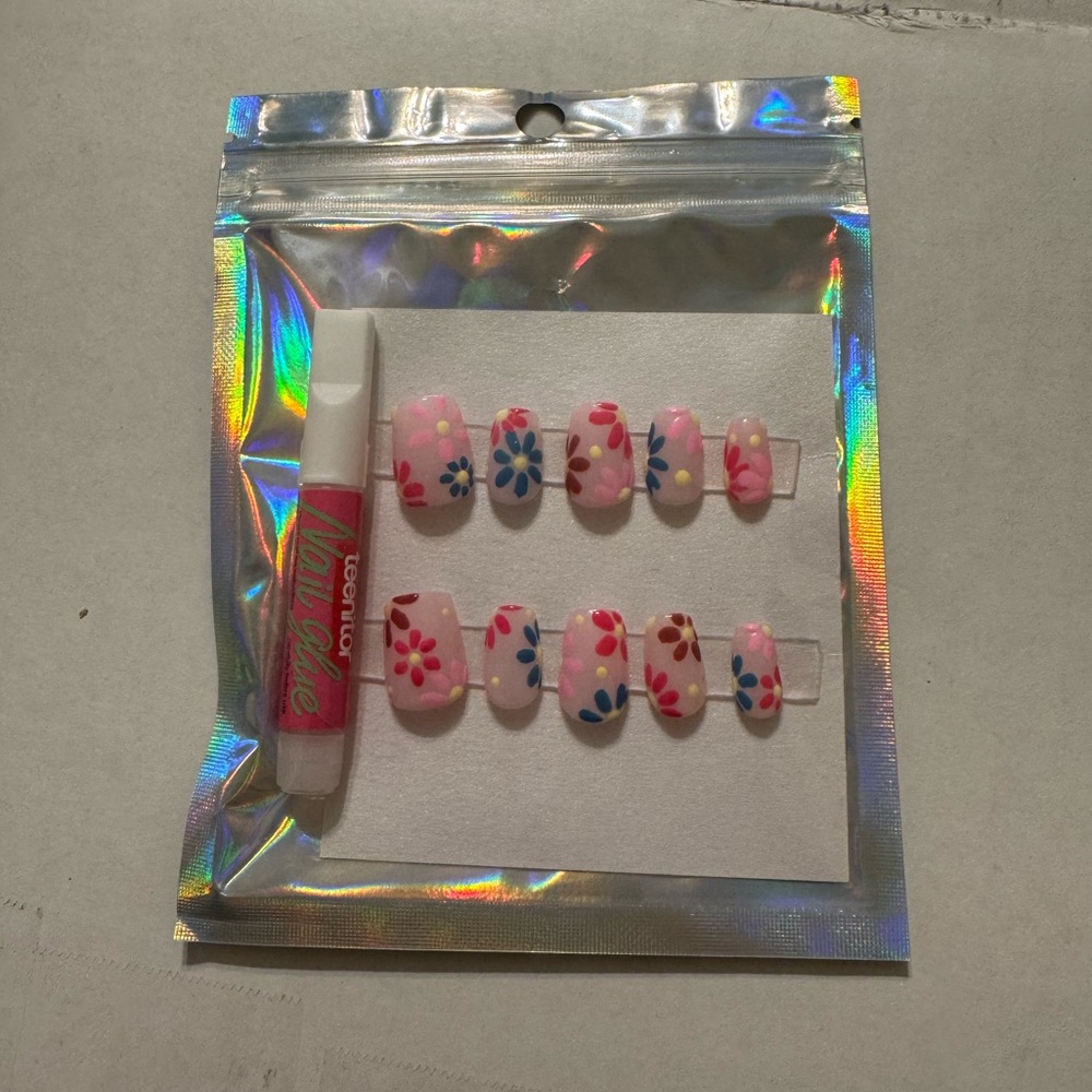 Hand painted glue on nails